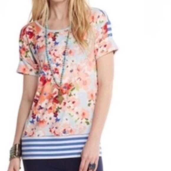 Matilda Jane Bewitching Tidbit Mix Print Floral Striped Tunic Size S - Picture 1 of 12